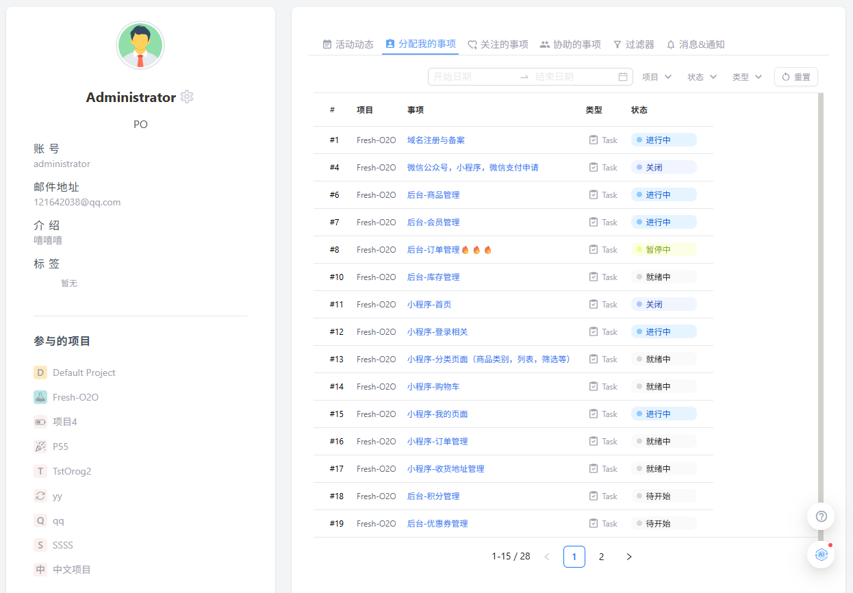 组织页面